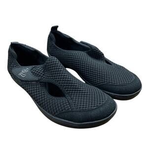 LeIsfIt Womens 10.5 Black Mesh Wide Diabetic Adjustable Barefoot Walking Shoes